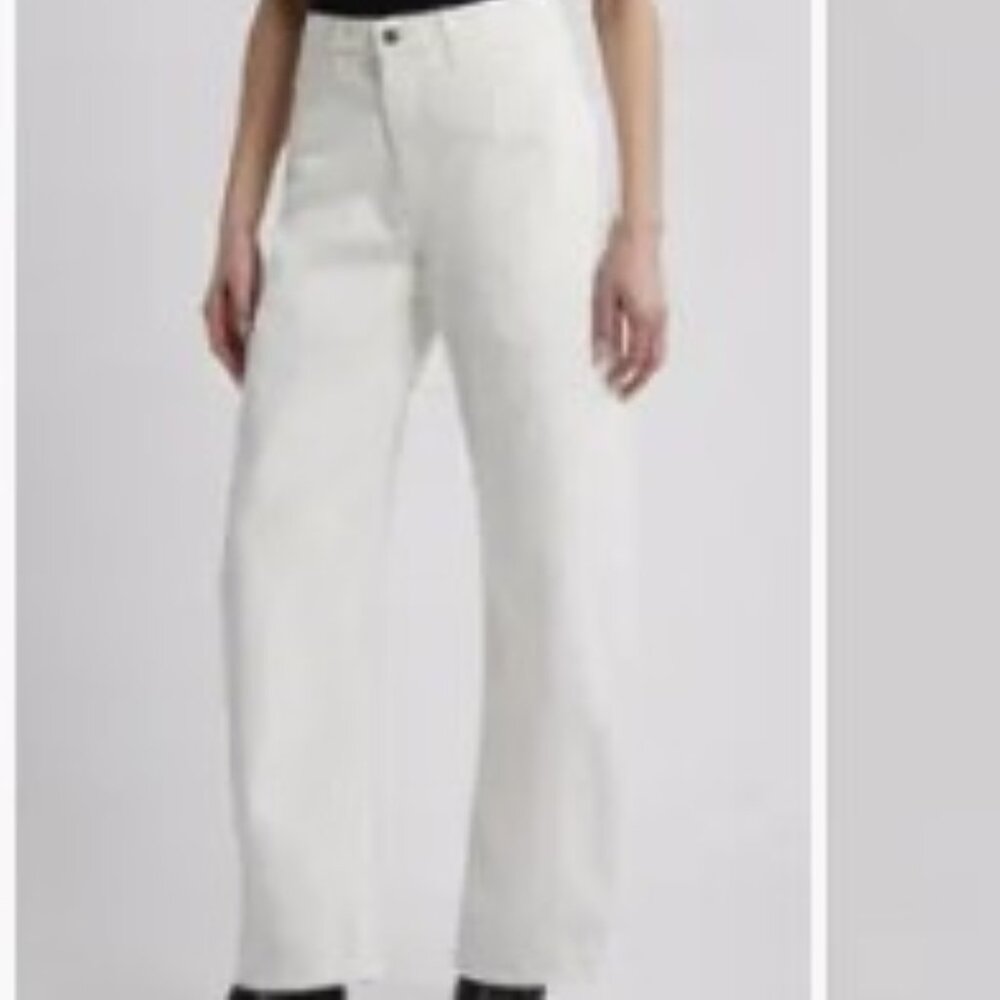 Nili Lotan Cream Tribeca Barrel Jeans